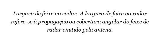 Qual é a largura do feixe no radar?